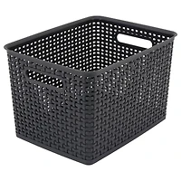 Advantus® Large Black Plastic Weave Bin, 2ct.