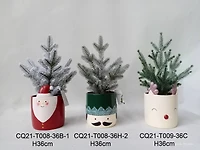 14.75" Unlit Petite Artificial Christmas Tree in Santa Claus Ceramic Pot
