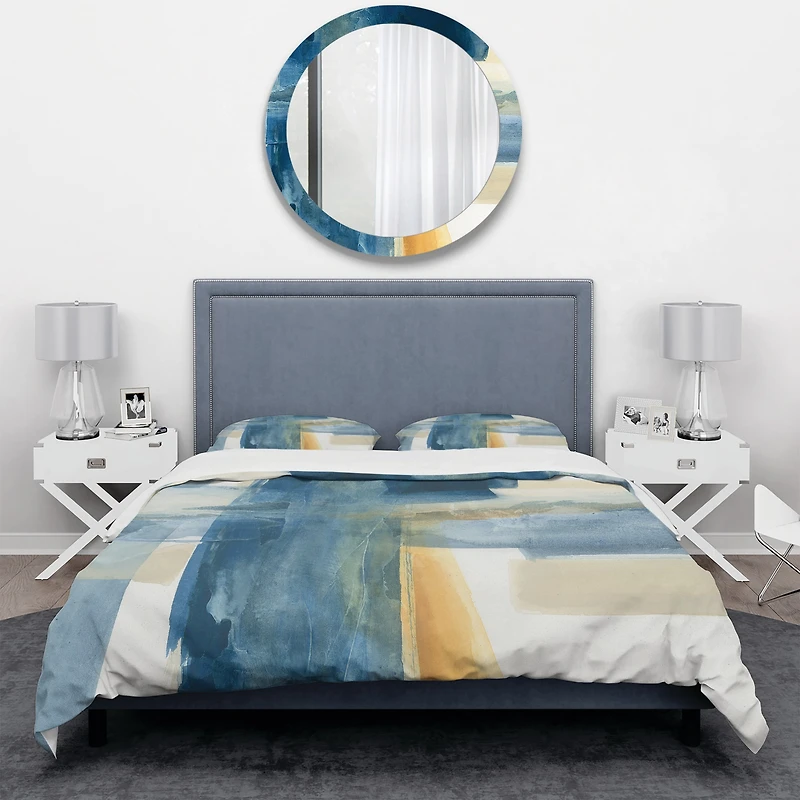 Designart 'Indigo Panel VI' Geometric Bedding Set