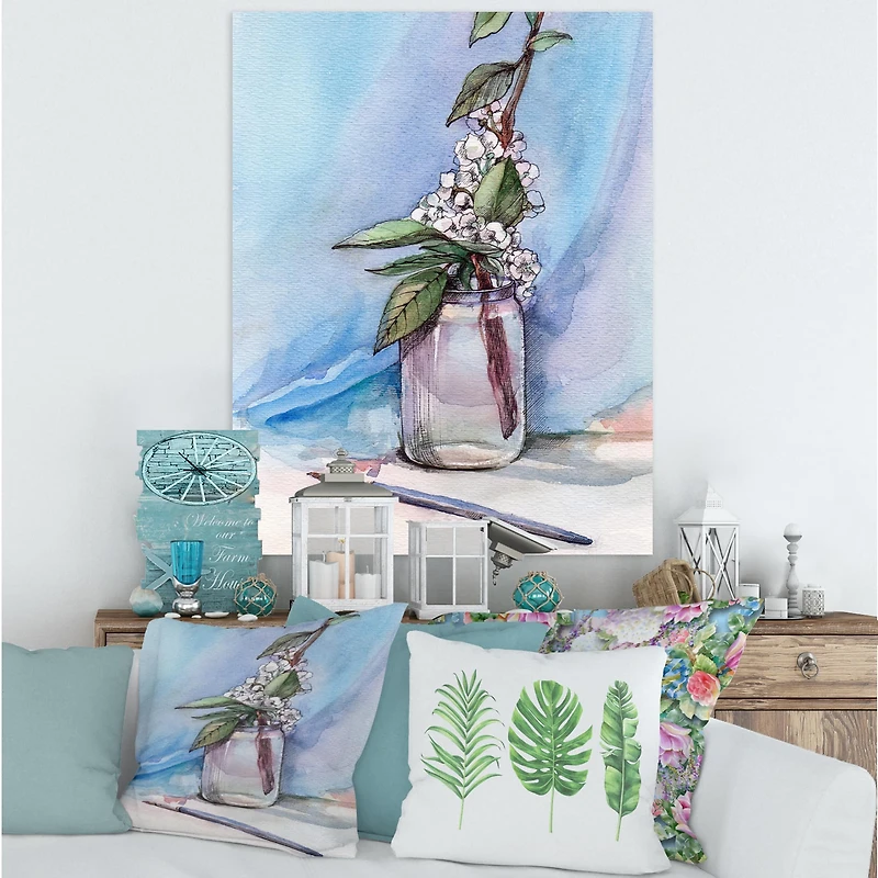 Designart - Cherry Blossom In Glass Jar