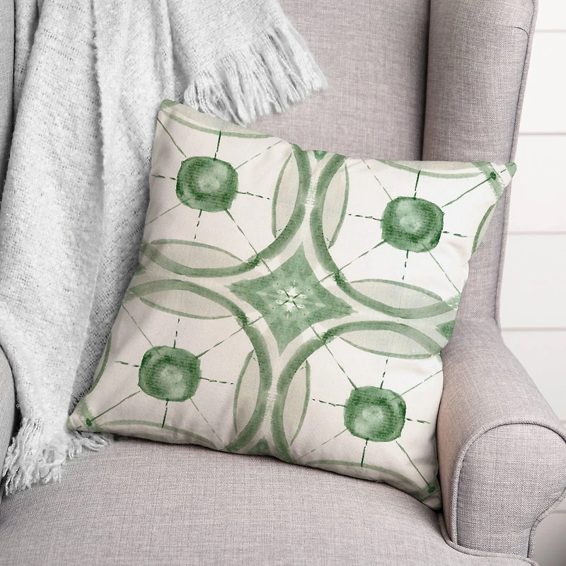 Green Circle Pattern 2 18" x 18" Throw Pillow