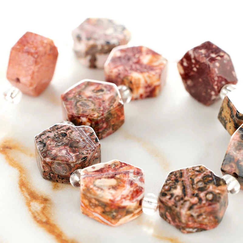 Leopard Jasper Hexagon Beads, 12mm by Bead Landing™