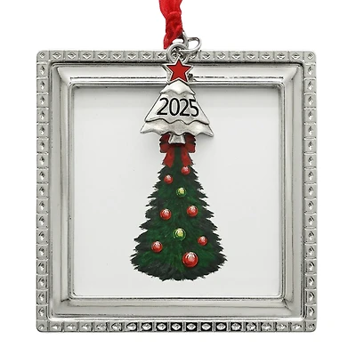 2.5" x 2.5" Silver Square 2025 Metal Ornament Frame by Studio Décor®