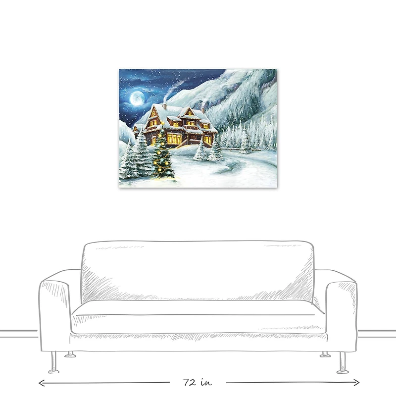 Cabin In The Mountains 40x30 Canvas Wall Art