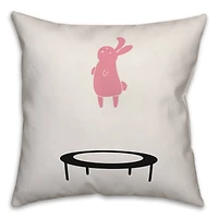 Bunny on Trampoline Reversible Throw Pillow