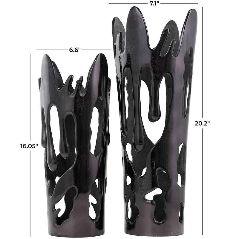 Black Contemporary Aluminum Drip Vase Set