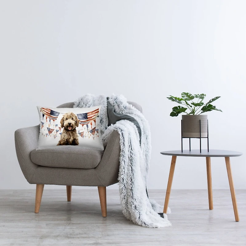 Stupell Industries Patriotic Pup with Flags Decorative Printed Throw Pillow