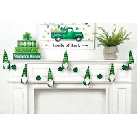 Glitzhome® St. Patrick's Fabric Gnomes and Shamrocks Garland