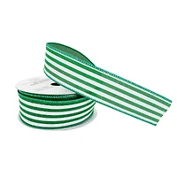 1.5" x 30ft. Stripe Faux Linen Wired Ribbon by Celebrate It™ Décor