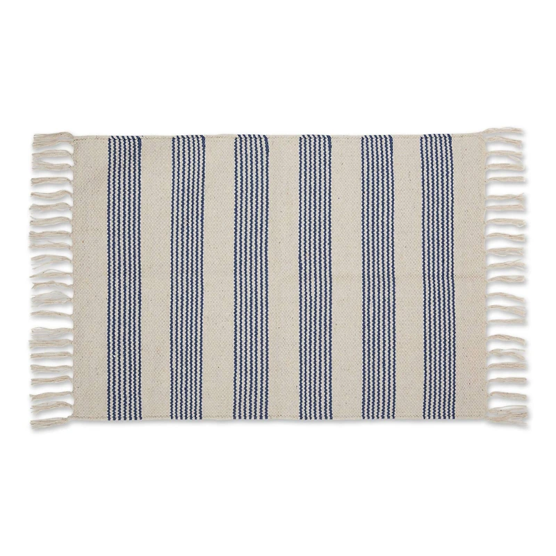 DII® French Blue Ticking Stripe Hand-Loomed Rug, 2ft. x 3ft.