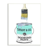 Stupell Industries Fashion Blue Diamond Paint Glam Paintbrush Designer Style Wall Plaque