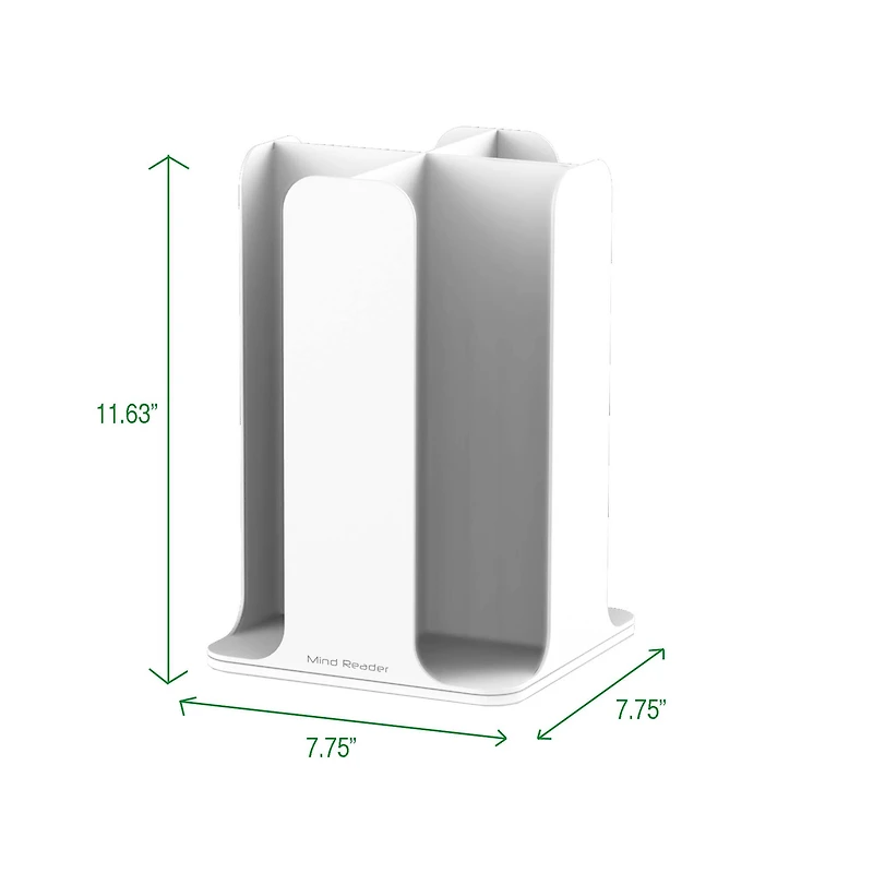 Mind Reader White 4-Compartment Cup and Lid Organizer Carousel