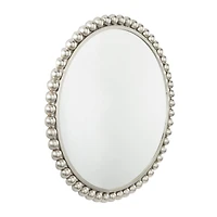CosmoLiving by Cosmopolitan Silver Metal Wall Mirror with Bead Detailing 36" x 1" x 36"