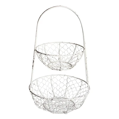 DII® Antique White Chicken Wire Tiered Stand