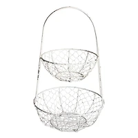 DII® Antique White Chicken Wire Tiered Stand