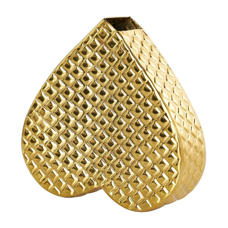 9" Gold Aluminum Heart Slanted Sculpture