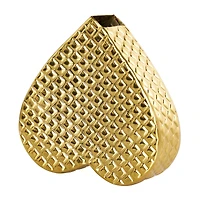 9" Gold Aluminum Heart Slanted Sculpture