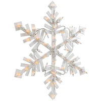 15.5" White Lighted Snowflake Christmas Outdoor Window Silhouette