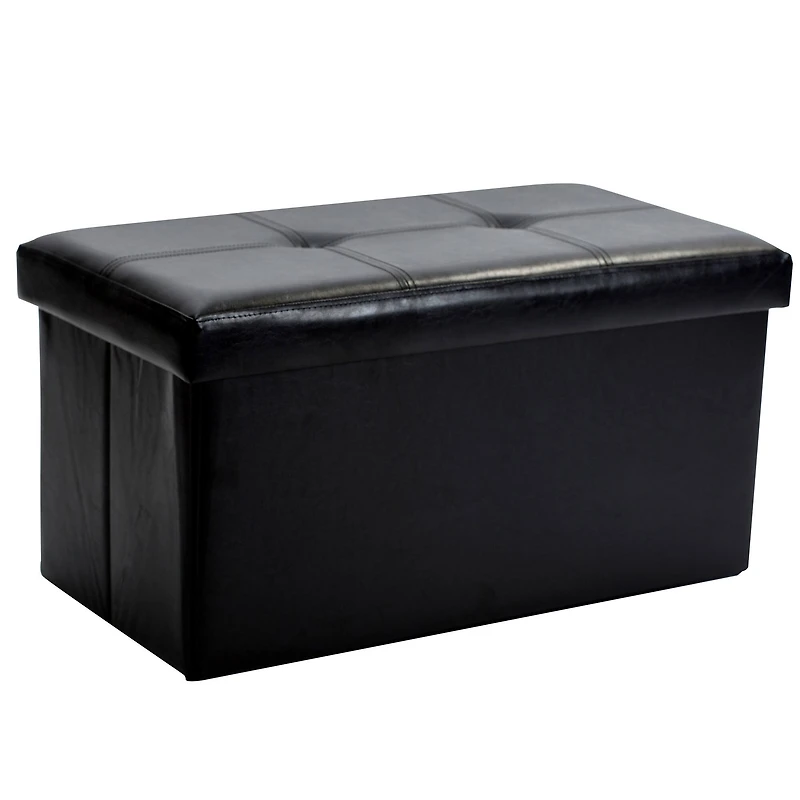 Simplify Faux Leather Double Folding Storage Ottoman