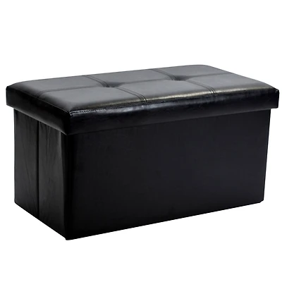 Simplify Faux Leather Double Folding Storage Ottoman