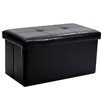Simplify Faux Leather Double Folding Storage Ottoman
