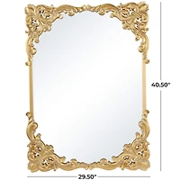 Gold Wood Carved Acanthus Floral Wall Mirror 30" x 2" x 41"