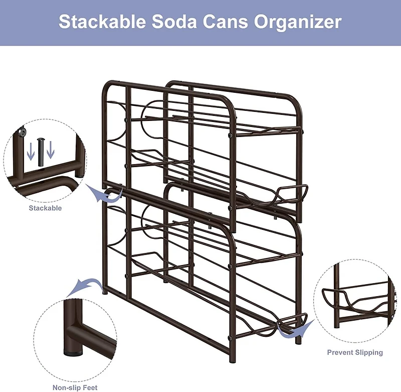 NEX™ 12oz. 20-Can Capacity Black Organizer and Dispenser, 2ct.