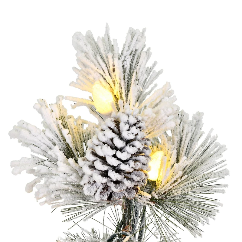 4.5ft. Pre-Lit Flocked Kimball Pine Artificial Christmas Tree in Decorative Planter, Warm White Dura-Lit™ LED Lights