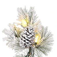 4.5ft. Pre-Lit Flocked Kimball Pine Artificial Christmas Tree in Decorative Planter, Warm White Dura-Lit™ LED Lights