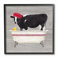 Stupell Industries Bath Time For Cows Wall Art in Black Frame