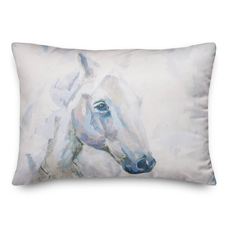 Painterly Blue Horse Throw Pillow 14" x 20"