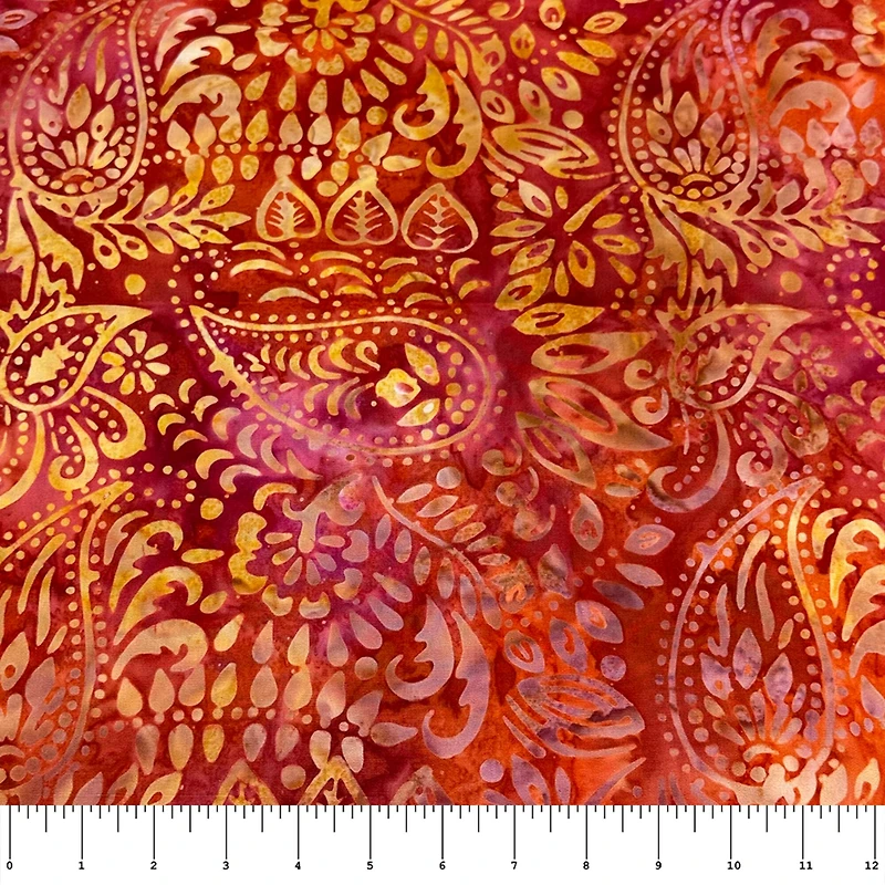 Feldman Premium Indonesian Batik Orange & Raspberry Paisley Fabric