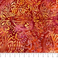 Feldman Premium Indonesian Batik Orange & Raspberry Paisley Fabric