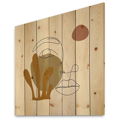 Designart - One Line Art Portrait of Woman In Terracotta Tones