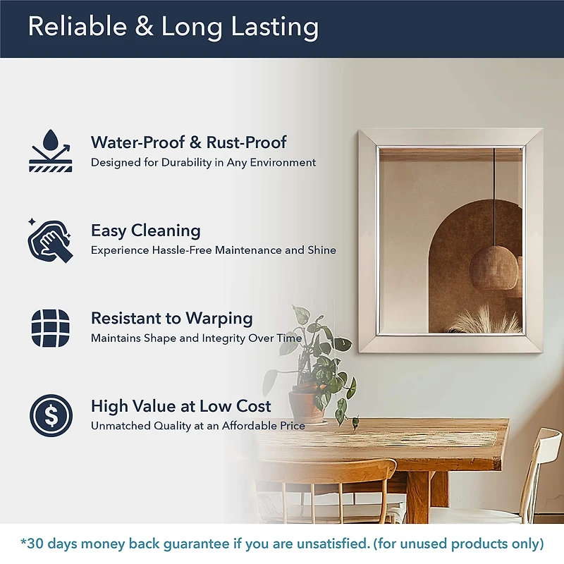 Head West Brushed Nickel With Chrome Inner Lip Beveled 27.5" x 33.5" Framed Accent Vanity Mirror