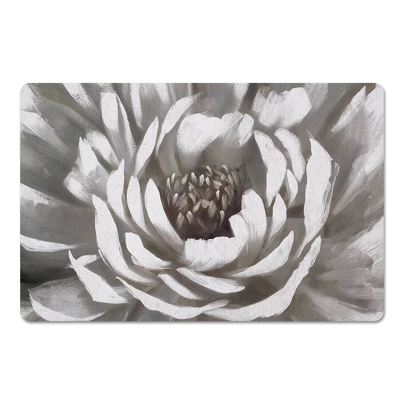 Gray Painterly Bloom Floor Mat
