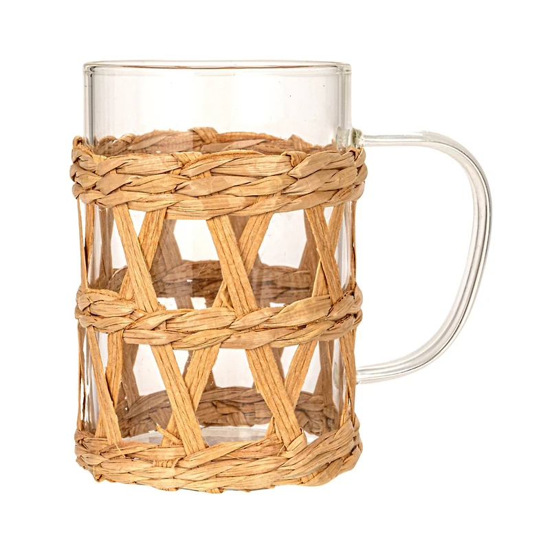 Hello Honey® 10oz. Clear Glass Mugs with Natural Woven Sleeves, 12ct.