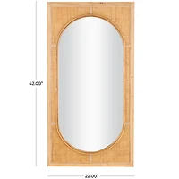 22" x 42" Brown Rattan Oval Center Design Wall Mirror