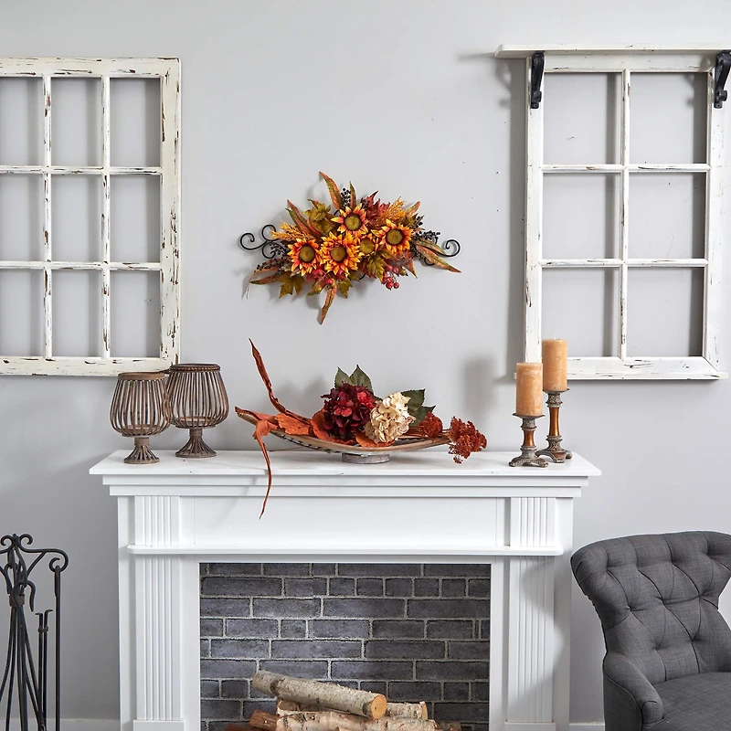 27" Sunflower Swag with Metal Frame