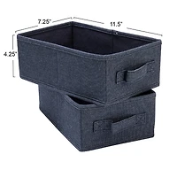 Household Essentials 11.5" Denim Blue Collapsible Cotton Blend Rectangular Storage Drawer, 2ct.
