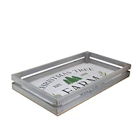 Gray & White Farm Fresh Christmas Trees Wooden Tray Hanging Sign Set