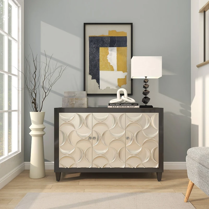 13" Marble Geometric 3-Link Chain Sculpture Décor