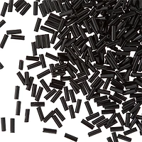 12 Pack: John Bead Jet Black Opaque Czech Glass Bugle Beads, 6.5mm