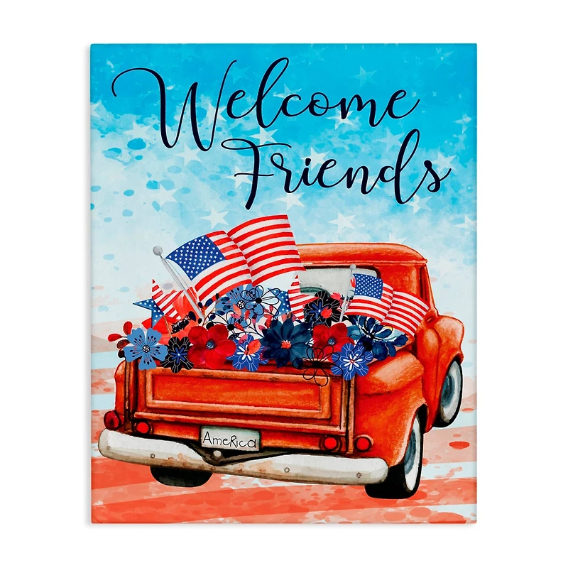 Stupell Industries Welcome Friends Americana Pickup Truck Canvas Wall Art