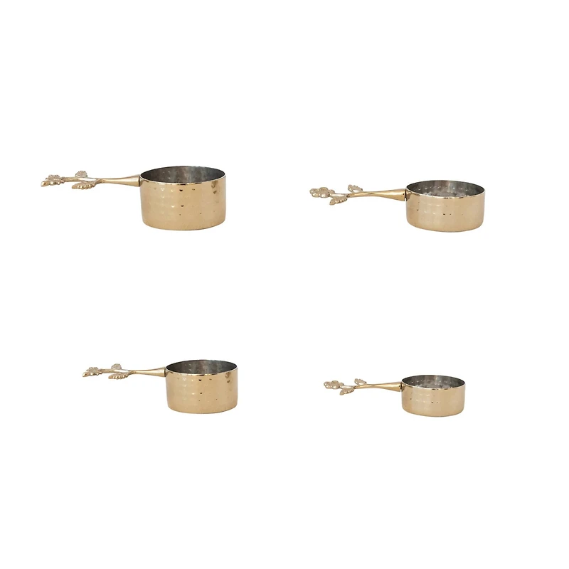 Hello Honey® Gold Finish Stainless Steel & Aluminum Measuring Cup Set with Leaf & Flower Handles