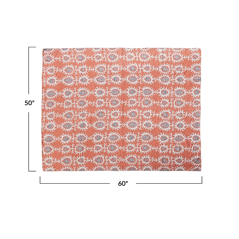Hello Honey® 60" Orange Patterned Cotton Voile Throw