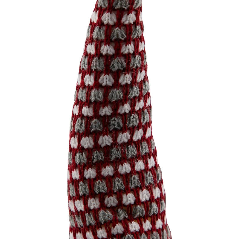 8" Red, White & Gray Knit Gnome Head LED Ornament