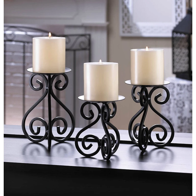 6.75" Scrollwork Candle Stand, 3ct.