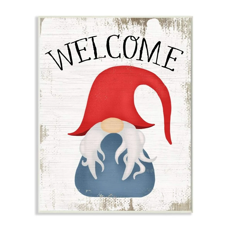 Stupell Industries Welcome Gnome Sign Wooden Wall Plaque