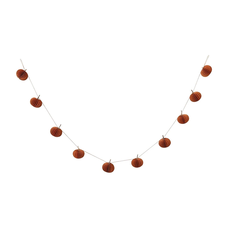 Hello Honey® 6ft. Orange Paper Folding Honeycomb Pumpkin Garland